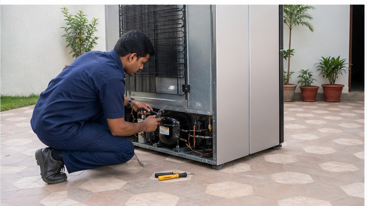 Indian refrigerator wiring and electronic repair technician